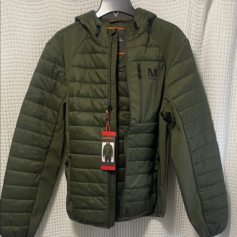 Merrell Men's Olive Hooded Puffer Jacket